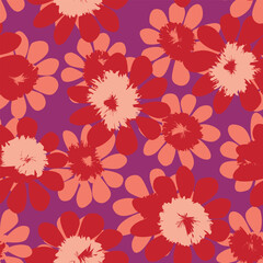 Red Ditsy Floral Seamless Pattern Design