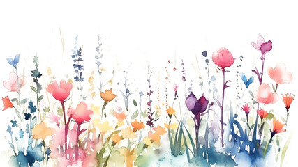 watercolor floral background glade. - obrazy, fototapety, plakaty