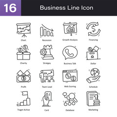 Business Outline Hand Draw icon Set 0. EPS 10 File
