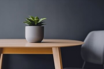 Bright Empty desk with Green Plant - Generative AI Illustration