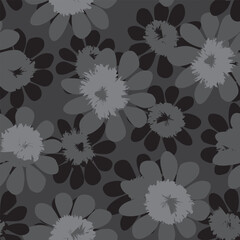 Monochrome Ditsy Floral Seamless Pattern Design