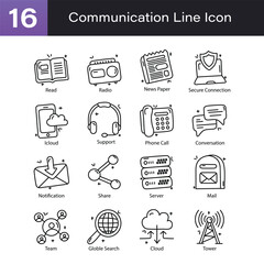 Communication Outline Hand Draw icon Set 03. EPS 10 File