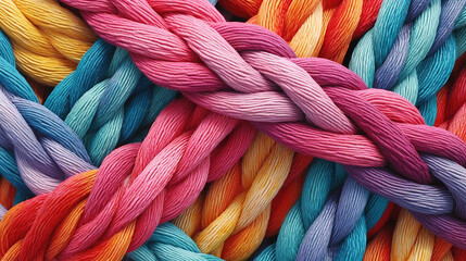 A pattern of colorful ropes. Generative AI.