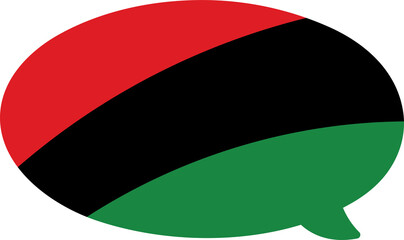Red, black and green colored speech bubble icons as the colors of the Pan-African flag. For Juneteenth and Black History Month. Flat design illustration.