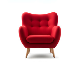 a red armchair on a white isolated background. AL generation - obrazy, fototapety, plakaty