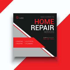 Home repair and painting service social media instagram post template