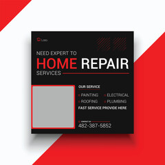 Home repair and painting service social media instagram post template