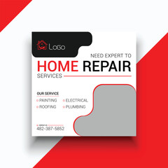 Home repair and painting service social media instagram post template