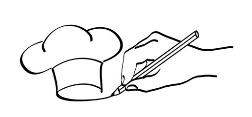 Cartoon line drawing chef's hats. Chef clothing uniform caps. Vector icon or symbol. Toque cuisine chef for kitchen. Chef hat or cap. Cook logo.