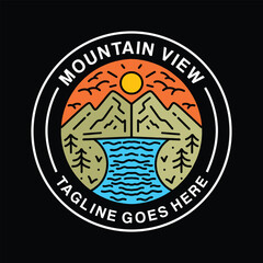 Mountain Logo Vector Design illustration Vintage Badge Retro Emblem Symbol and Icon