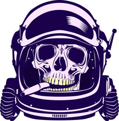 Skull in an astronaut helmet. No gradients, no other effects, only solid colour. Vector.