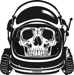 Skull in an astronaut helmet. No gradients, no other effects, only solid colour. Vector.