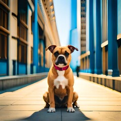 Cute Brown Dog Portrait Photo by Generative AI