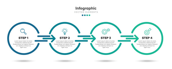 Timeline infographic design with options or steps. Infographics for business concept. Can be used for presentations workflow layout, banner, process, diagram, flow chart, info graph, annual report. - obrazy, fototapety, plakaty