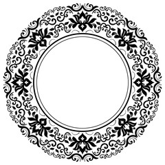Elegant black and white round vintage vector ornament in classic style. Abstract traditional ornament with oriental elements. Classic vintage pattern