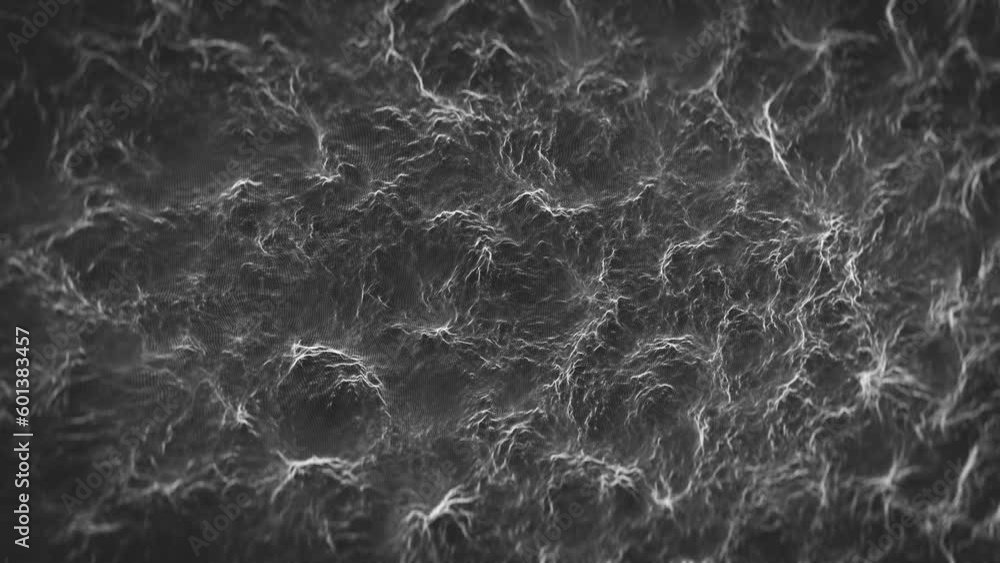 Poster abstract fractal landscape surface background/ 4k animation of a white and black abstract fractal la