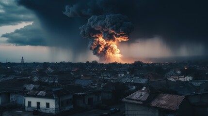 Bakhmut, Ukraine explosion illustration.