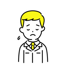 かわいい人物のイラストシリーズ _ 男性のエンジニア _ 落ち込む　