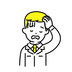 かわいい人物のイラストシリーズ _ 男性のエンジニア _ 疲れた　