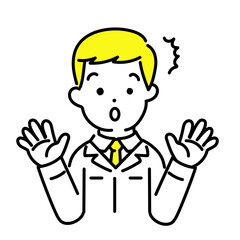 かわいい人物のイラストシリーズ _ 男性のエンジニア _ 驚く　
