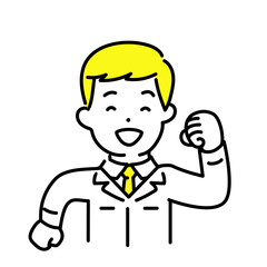 かわいい人物のイラストシリーズ _ 男性のエンジニア _ 歩く　