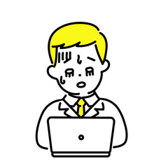 かわいい人物のイラストシリーズ _ 男性のエンジニア _ 疲れた　