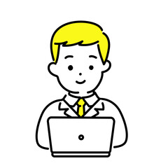 かわいい人物のイラストシリーズ _ 男性のエンジニア _ 笑顔　