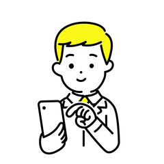 かわいい人物のイラストシリーズ _ 男性のエンジニア _ 操作　