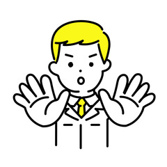 かわいい人物のイラストシリーズ _ 男性のエンジニア _ ストップ　