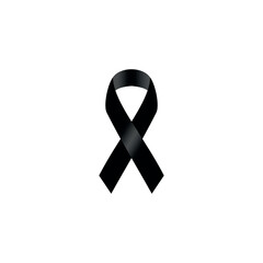 Black Respect ribbon on white background Banner.