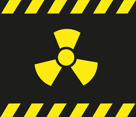 Fototapeta premium Panneau Radioactivité, radiation sur fond noir 