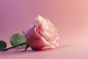 pink rose on a gradient background. Generative AI