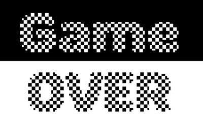 Vector Pixelated black and white Text Black and white background. black and white text on transparent background. 