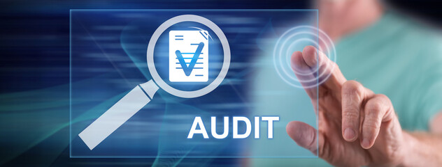 Man touching an audit concept