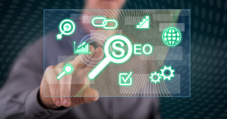 Man touching a seo concept