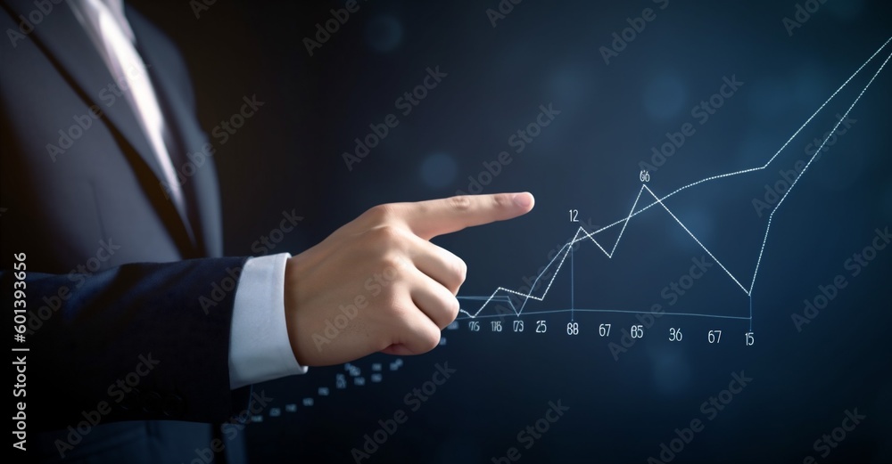 Poster graph hand virtual network chart concept cyberspace technology analysis business. generative ai.