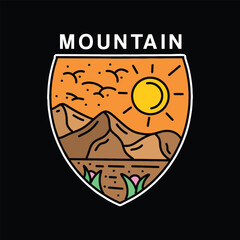 High Peak Mountain Logo Vector Graphic Design illustration Retro Vintage Badge Emblem Symbol and Icon