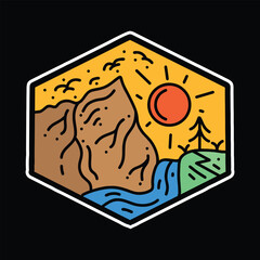 Mountain Logo Vector Graphic Design illustration Retro Vintage Badge Emblem Symbol and Icon