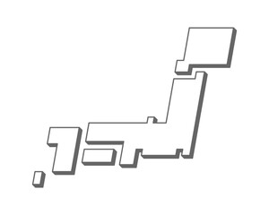 シンプルな線画で描いた、デフォルメした日本地図のイラスト