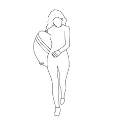 Surf girl decorative elements set with people riding on surfboard over waves flat isolated flat illustration on white background.