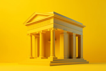 Fototapeta premium Simple 3D style bank building in a bold colour. Generative ai