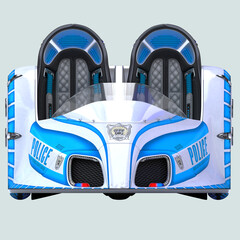 Obraz premium 3D illustration of an urban concept of a mini electric police patrol car.