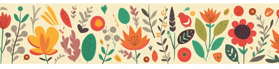 summer watercolor flower illustration art pattern spring leaf decoration floral. Generative AI.