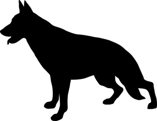 Black silhouette German Shepherd Dog