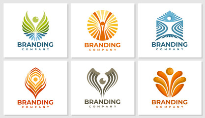 Abstract human physical therapy logo design