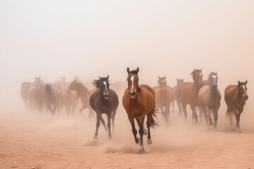 horses in the desert, ai generative