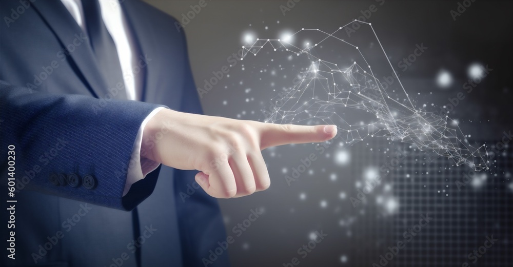 Poster virtual cyberspace concept technology graph network hand analysis chart business. generative ai.