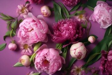 flower bouquet pink spring holiday blossom egg easter peony background floral. Generative AI.