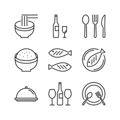Editable Set Icon of Restaurant, Vector illustration isolated on white background. using for Presentation, website or mobile app