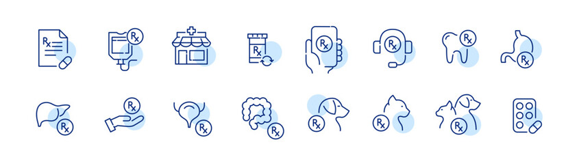 Prescription drugs. Healthcare and medicine. Pixel perfect, editable stroke icons